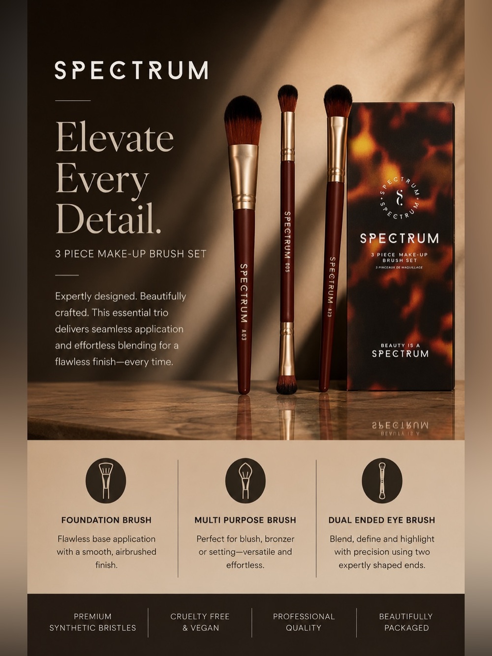 New Spectrum 3-Piece Makeup Brush Set